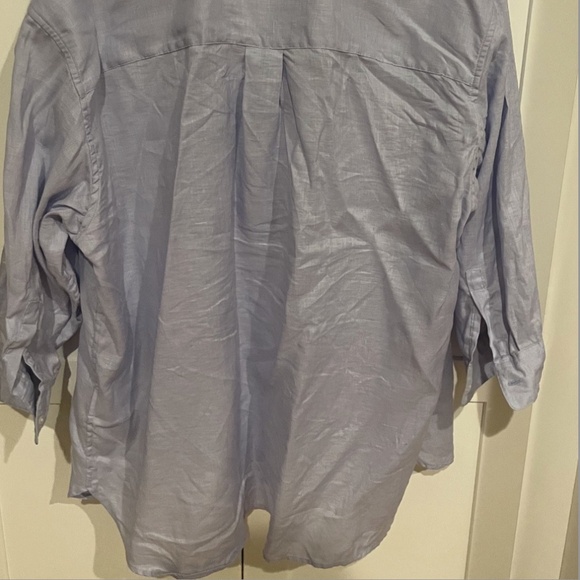 XXL Uniqlo light Blue 100% Linen Skipper Collar Top - Picture 4 of 5